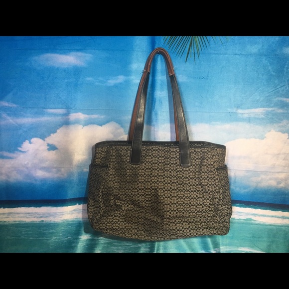 Coach large Tote black & brown. Side pockets needs - Picture 7 of 8